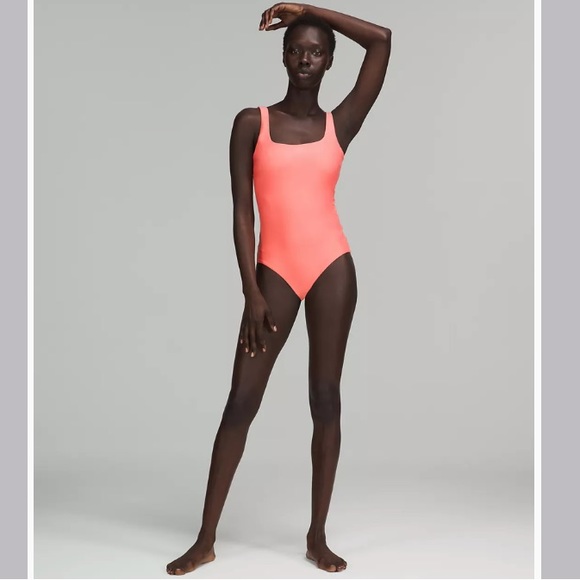 NWT Lululemon Raspberry Cream Waterside Square-Neck One-Piece Swimsuit Size 10 - Picture 1 of 11